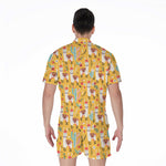 Yellow Llama Pattern Print Men's Rompers