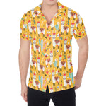 Yellow Llama Pattern Print Men's Shirt