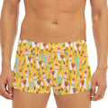 Yellow Llama Pattern Print Men's Short Boxer Briefs