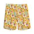 Yellow Llama Pattern Print Men's Athletic Shorts