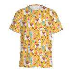 Yellow Llama Pattern Print Men's Sports T-Shirt