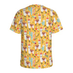 Yellow Llama Pattern Print Men's Sports T-Shirt