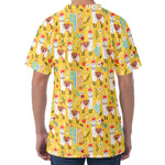 Yellow Llama Pattern Print Men's Velvet T-Shirt