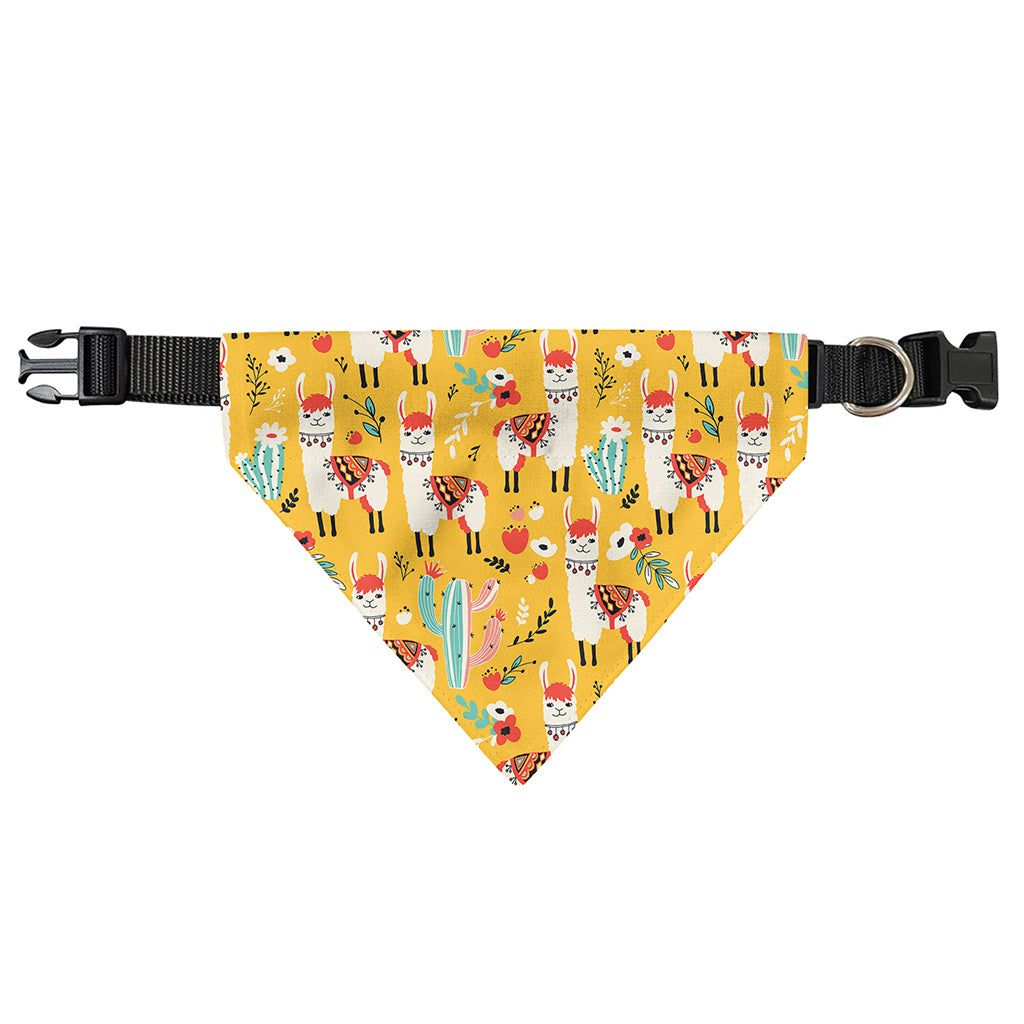 Yellow Llama Pattern Print Over The Collar Dog Bandana