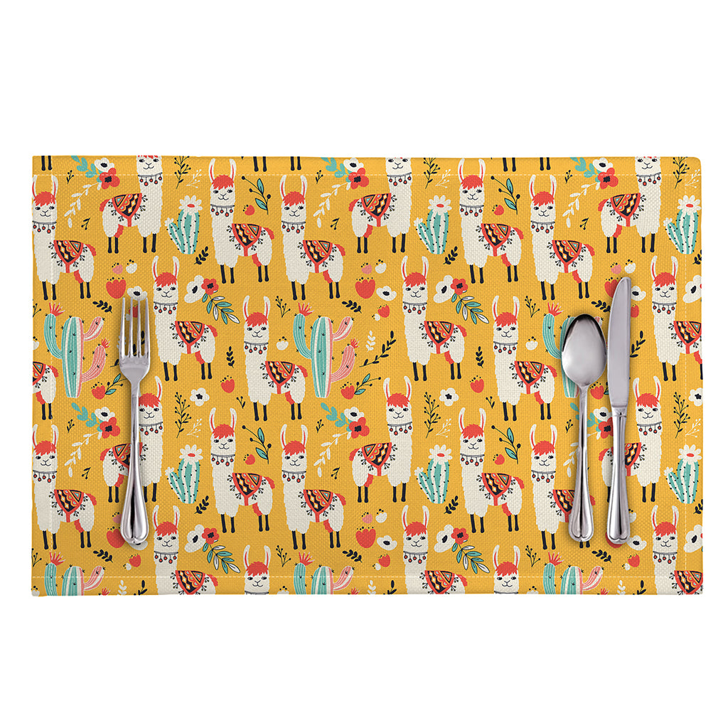 Yellow Llama Pattern Print Placemat