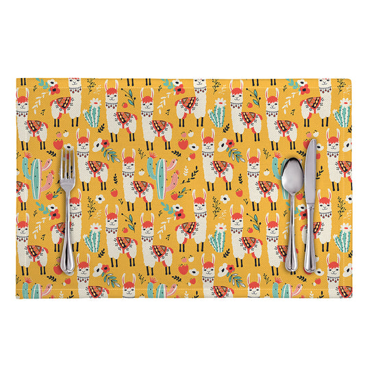 Yellow Llama Pattern Print Placemat