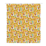 Yellow Llama Pattern Print Polyester Shower Curtain