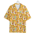 Yellow Llama Pattern Print Rayon Hawaiian Shirt