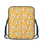 Yellow Llama Pattern Print Rectangular Crossbody Bag