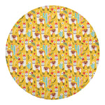 Yellow Llama Pattern Print Round Blanket