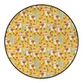 Yellow Llama Pattern Print Round Floor Mat