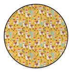 Yellow Llama Pattern Print Round Floor Mat
