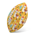 Yellow Llama Pattern Print Rugby Ball