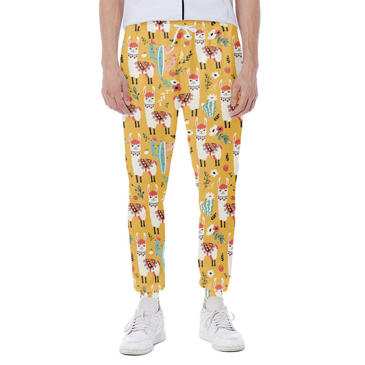 Yellow Llama Pattern Print Scuba Joggers