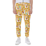 Yellow Llama Pattern Print Scuba Joggers