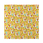 Yellow Llama Pattern Print Silk Bandana