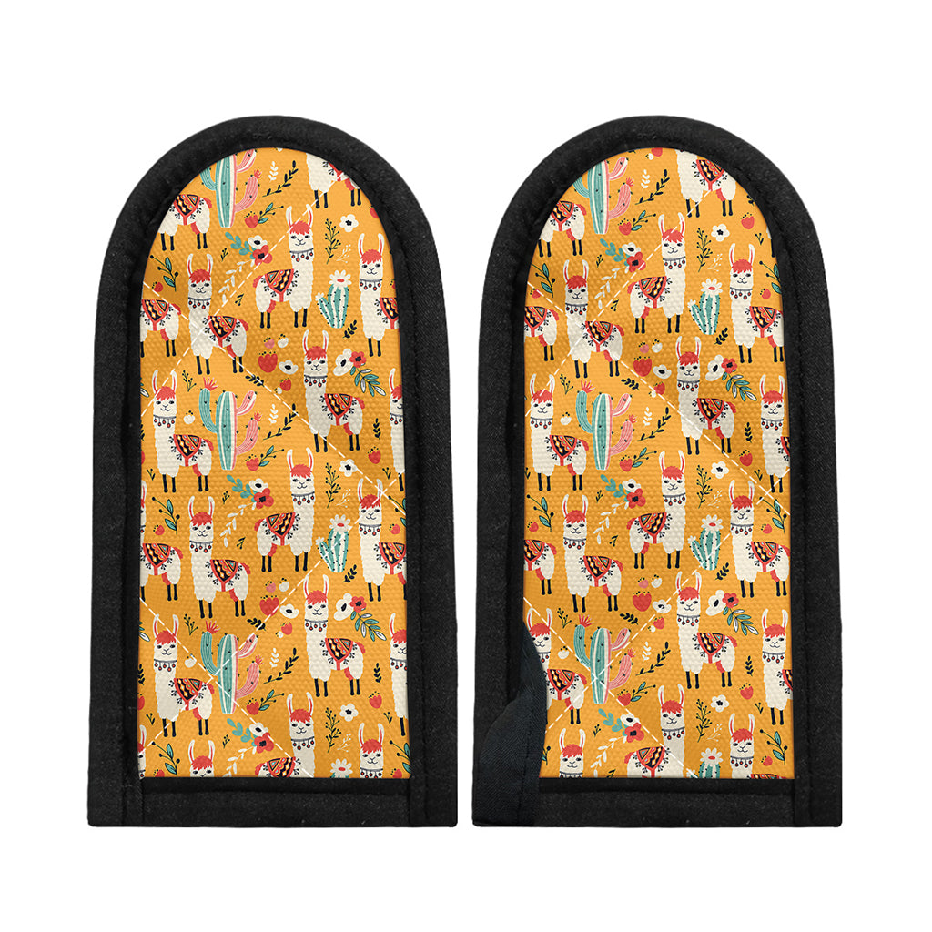 Yellow Llama Pattern Print Skillet Handle Cover