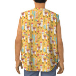 Yellow Llama Pattern Print Sleeveless Baseball Jersey