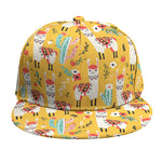 Yellow Llama Pattern Print Snapback Cap