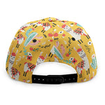 Yellow Llama Pattern Print Snapback Cap