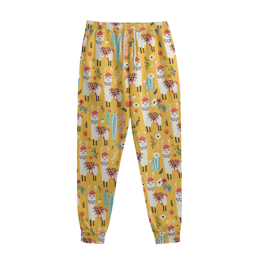 Yellow Llama Pattern Print Sweatpants