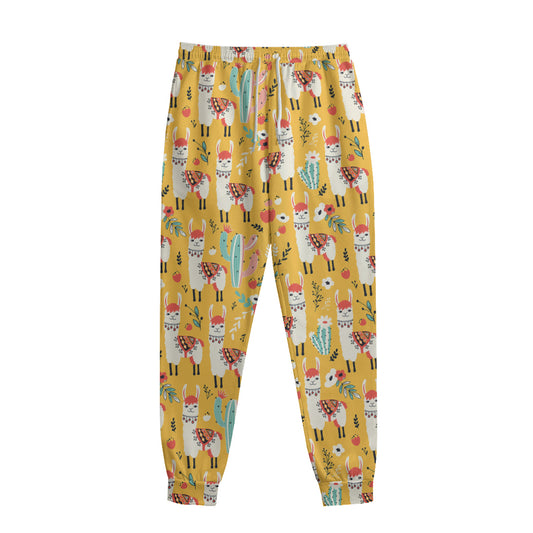 Yellow Llama Pattern Print Sweatpants