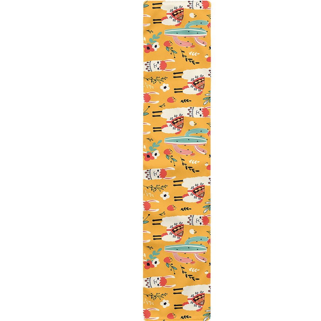Yellow Llama Pattern Print Table Runner