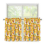 Yellow Llama Pattern Print Tier Curtains