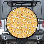 Yellow Llama Pattern Print Tire Cover