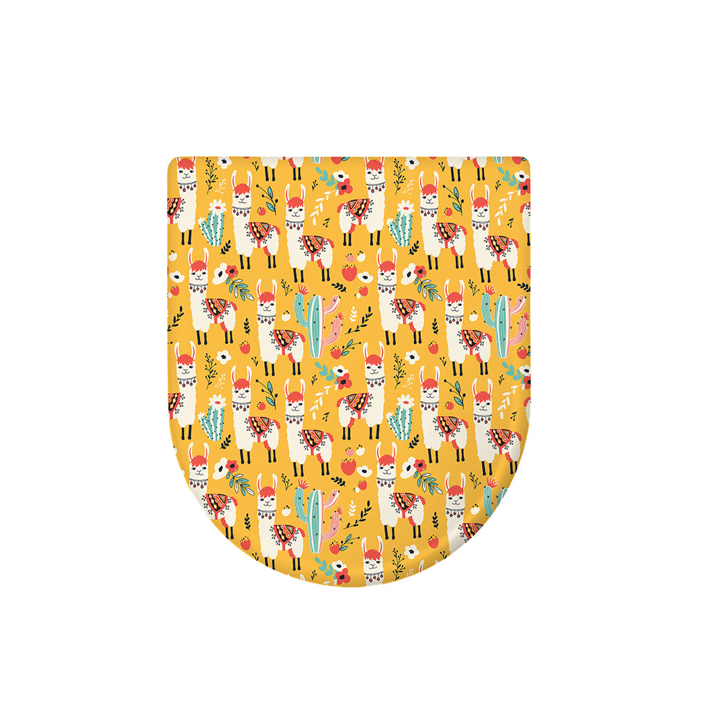 Yellow Llama Pattern Print Toilet Lid Cover