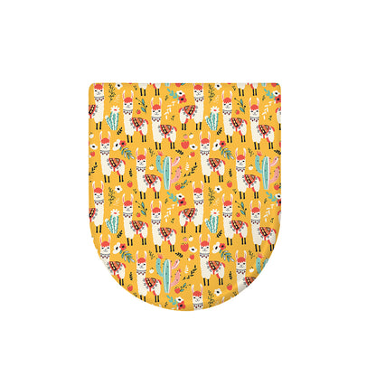 Yellow Llama Pattern Print Toilet Lid Cover