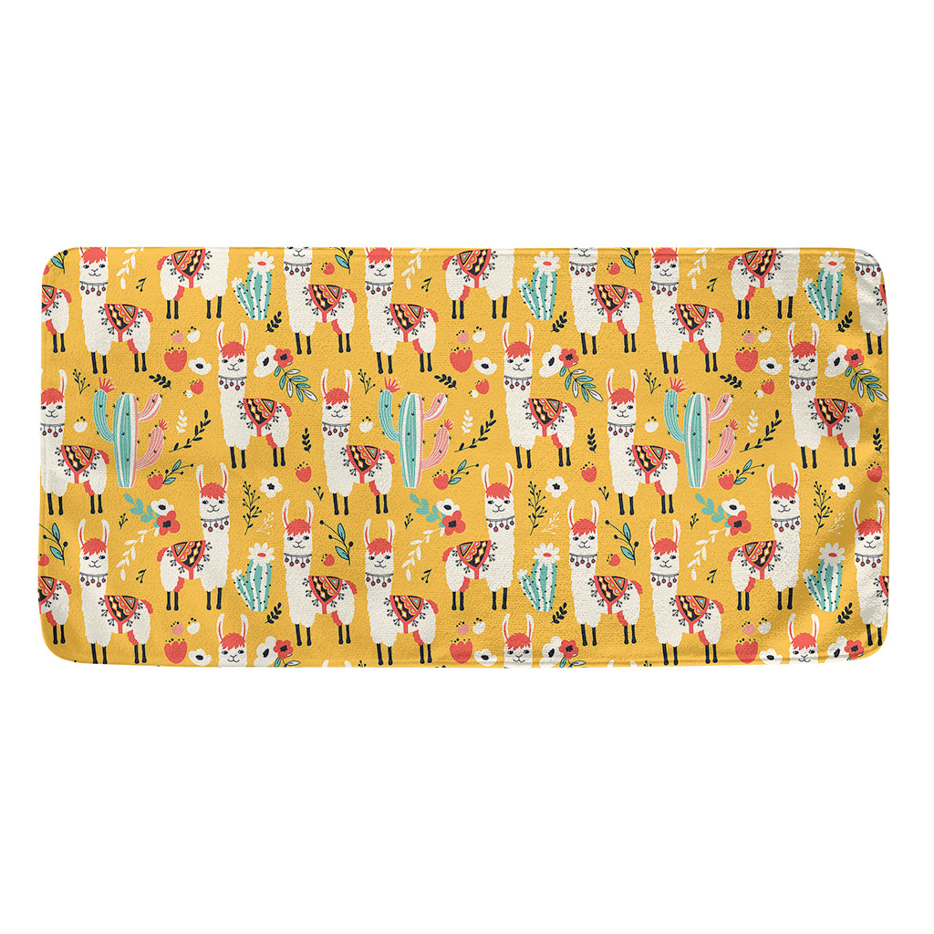 Yellow Llama Pattern Print Towel