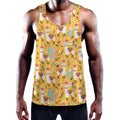 Yellow Llama Pattern Print Men's Workout Tank Top