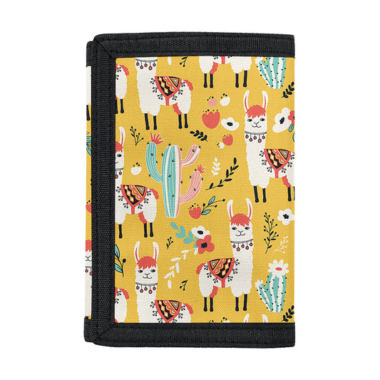 Yellow Llama Pattern Print Trifold Wallet