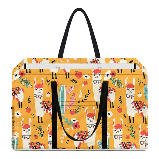 Yellow Llama Pattern Print Utility Tote Bag