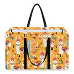 Yellow Llama Pattern Print Utility Tote Bag