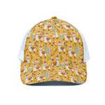 Yellow Llama Pattern Print White Mesh Trucker Cap