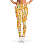 Yellow Llama Pattern Print Women's Leggings