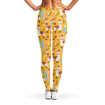 Yellow Llama Pattern Print Women's Leggings