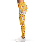Yellow Llama Pattern Print Women's Leggings