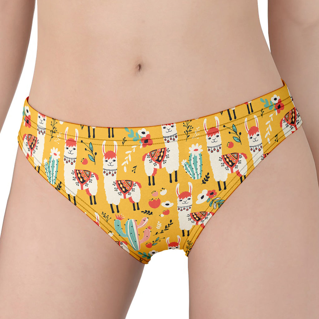 Yellow Llama Pattern Print Women's Panties