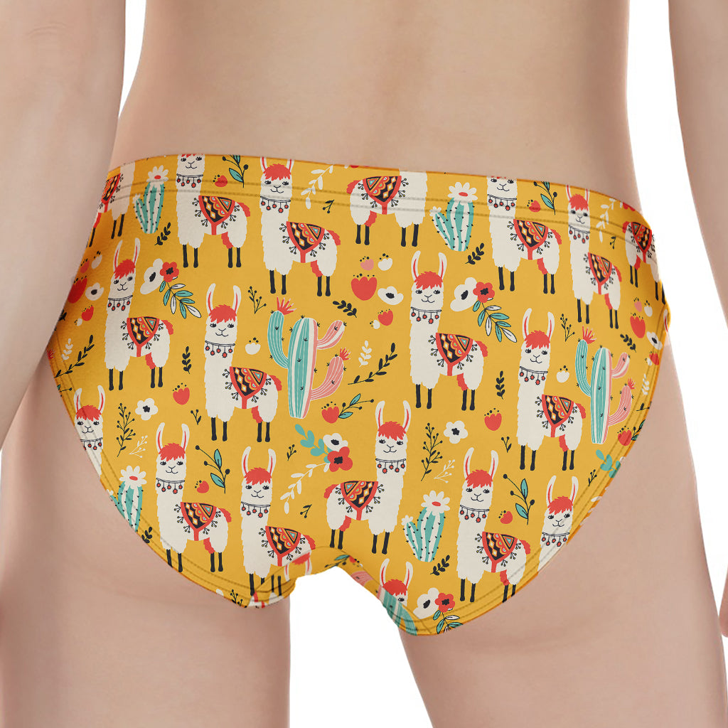 Yellow Llama Pattern Print Women's Panties