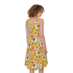 Yellow Llama Pattern Print Women's Sleeveless Dress