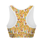 Yellow Llama Pattern Print Women's Sports Bra