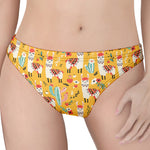 Yellow Llama Pattern Print Women's Thong