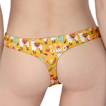 Yellow Llama Pattern Print Women's Thong