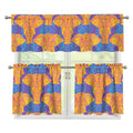 Yellow Mandala Elephant Pattern Print 3 Piece Kitchen Curtains