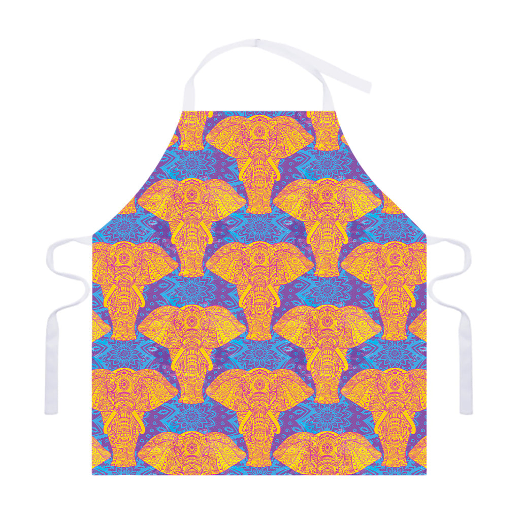 Yellow Mandala Elephant Pattern Print Adjustable Apron