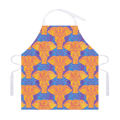 Yellow Mandala Elephant Pattern Print Adjustable Apron