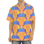 Yellow Mandala Elephant Pattern Print Aloha Shirt